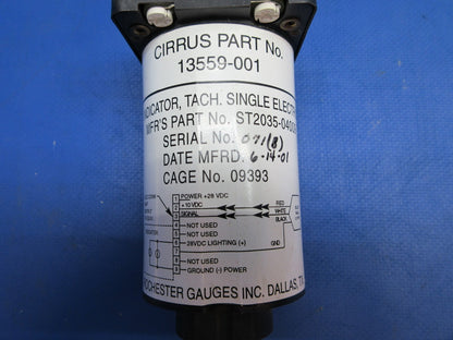 Cirrus SR-22 Rochester Electric Tachometer P/N 13559-001 WARRANTY (0923-931)8