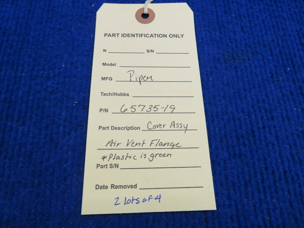 Piper Cover Assy Air Vent Flange Green Plastic P/N 65735-19 (0222-390)
