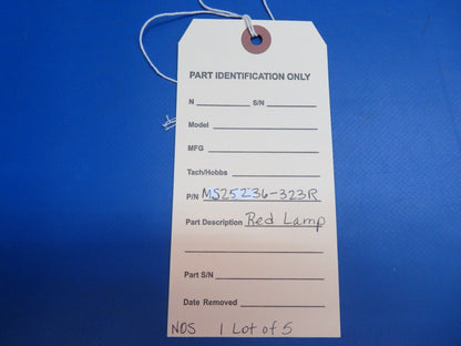 Red Lamp P/N MS25236-323R LOT OF 5 NOS (1022-726)