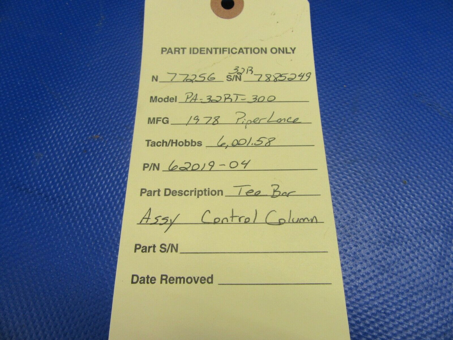 Piper PA-32RT Tee Bar Control Column P/N 62019-04, 62019-004 (0521-519)