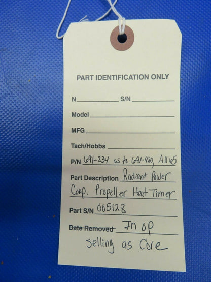 Radiant Power Corp Propeller Heat Timer 691-234, A1165 CORE or PARTS  (0421-359)