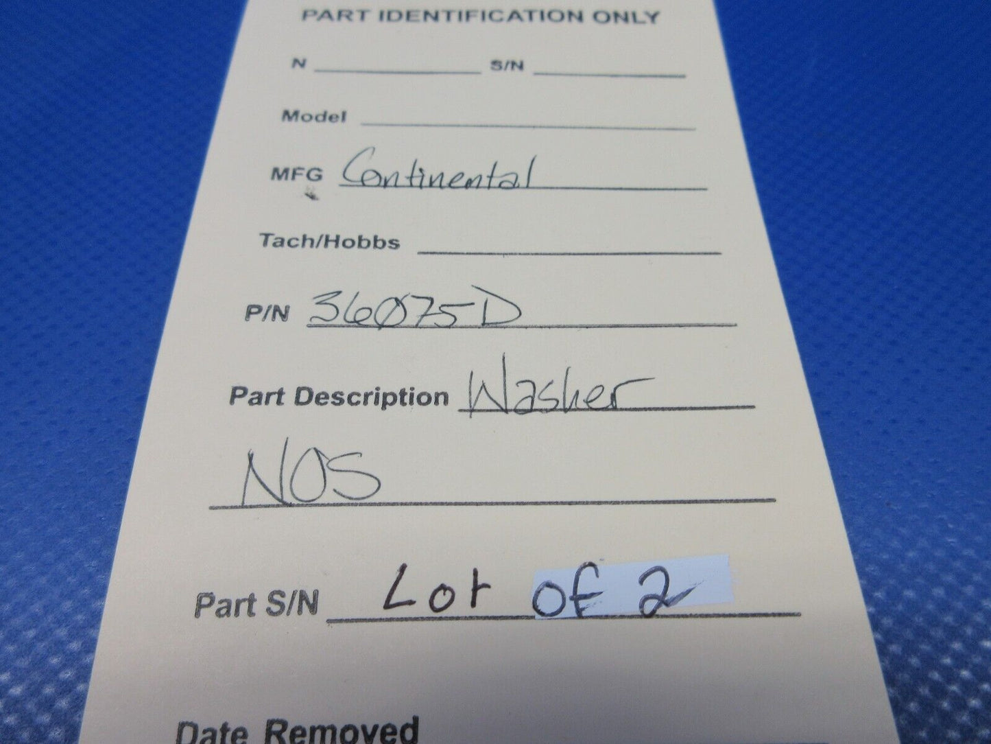 Continental Washer P/N 36075 LOT OF 2 NOS (0224-1628)