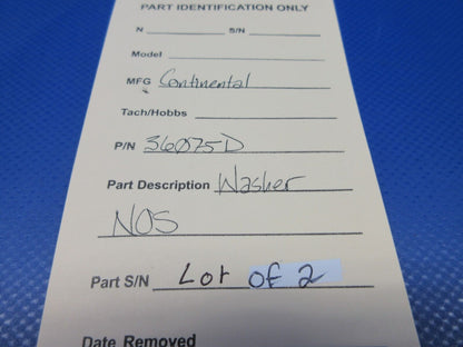 Continental Washer P/N 36075 LOT OF 2 NOS (0224-1628)