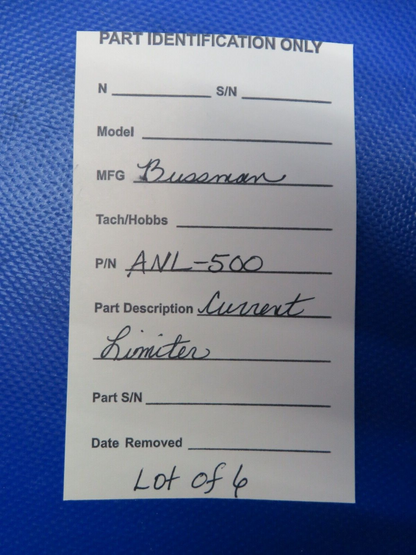 Bussman Current Limiter P/N ANL-500 LOT OF 6 NOS (0224-311)