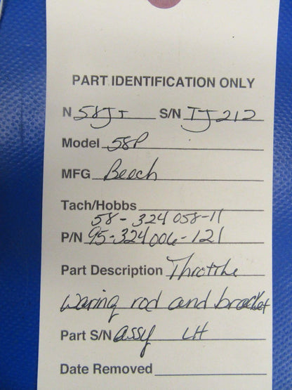 Beech Baron Throttle Warning Rod & Bracket Assy LH P/N 95-324006-121 (0318-270)