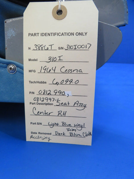 Cessna 310 / 310I RH Center Seat Assy Reclining P/N 0812990 (0923-763)