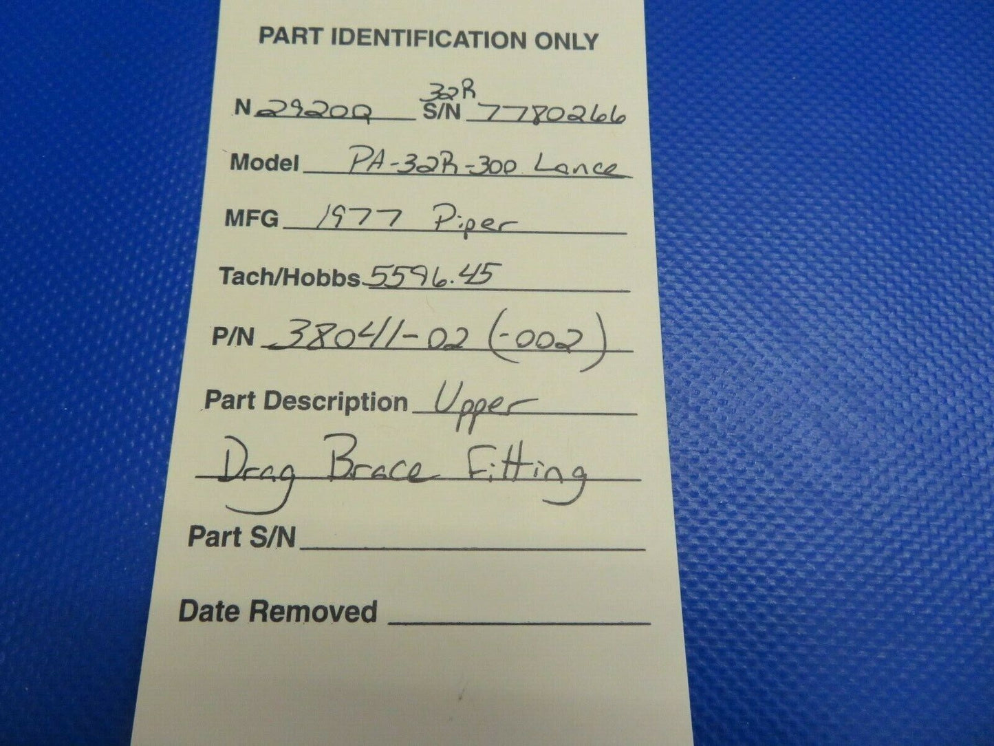 Piper PA-32R-300 Lance Upper Drag Brace Fitting P/N 38041-002 (0121-436)