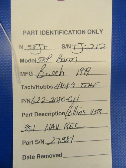 Collins VIR351 NAV Receiver P/N 622-2080-011 w/ FAA 8130 (0318-105)