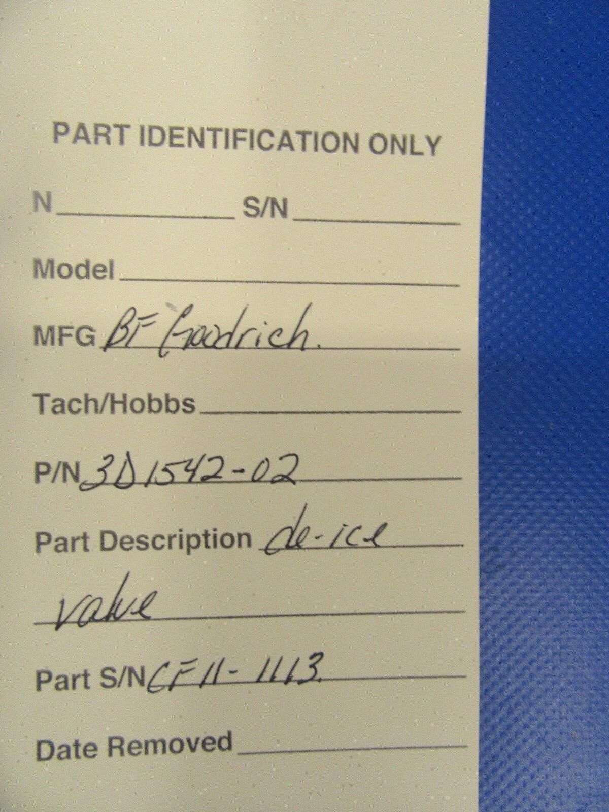 B.F. Goodrich De Ice Valve P/N 3D1542-02 (0418-30)