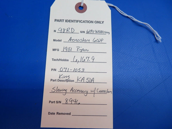 Piper Aerostar 602P King Slaving Accessory w/ Connector P/N 071-1053 (1022-612)