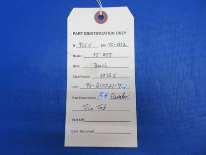 Beech 95-B55 Baron RH Elevator Trim Tab P/N 96-610021-42 (0323-529)