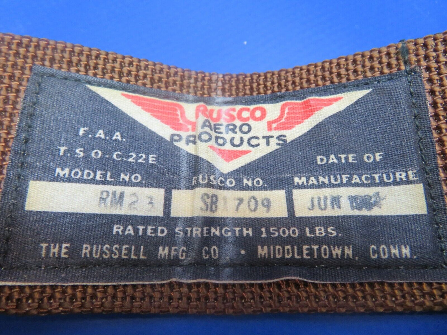 Vintage Piper Rusco Seatbelt Brown P/N 451-340 NOS Buckle only (0922-984)