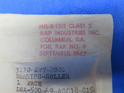RAP Industries Roller Bearing P/N DSA-500-69-A0018-0154 LOT OF 6 NOS (1123-776)