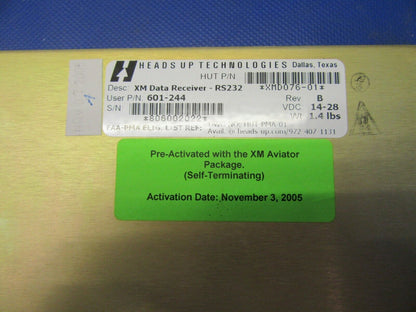 Heads Up Technologies XMD076-01 Data Receiver P/N 601-244 / Guaranteed(0421-345)