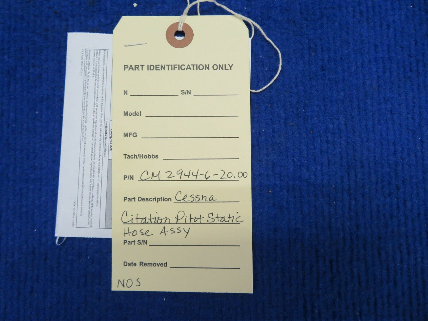 Cessna Citation Pitot Static Hose Assy P/N CM2944-6-20.00 NOS w/ 8130 (0522-601)