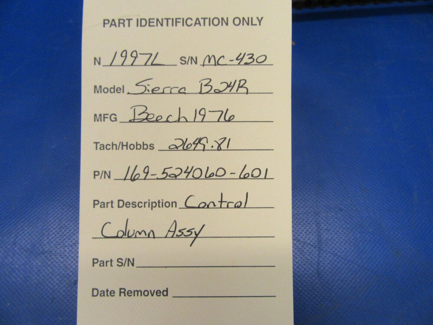 Beech Sierra B-24R Weld Assy Control Column 169-524060-3 (0719-239)