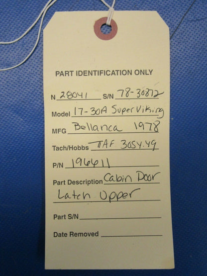 Bellanca 17-30A Super Viking Upper Cabin Door Latch 196611 (0919-19)