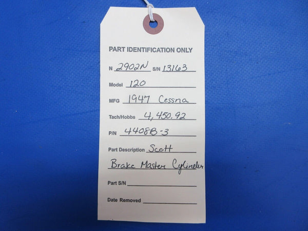 Cessna 120 Scott Brake Master Cylinder P/N 4408B-3 (0723-100)