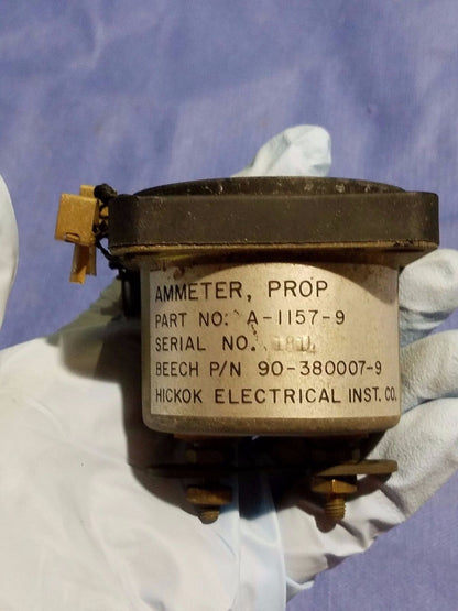 Beech Hickok Propeller Ammeter P/N 90-380007-9 & A-1157-9 (0616-122)
