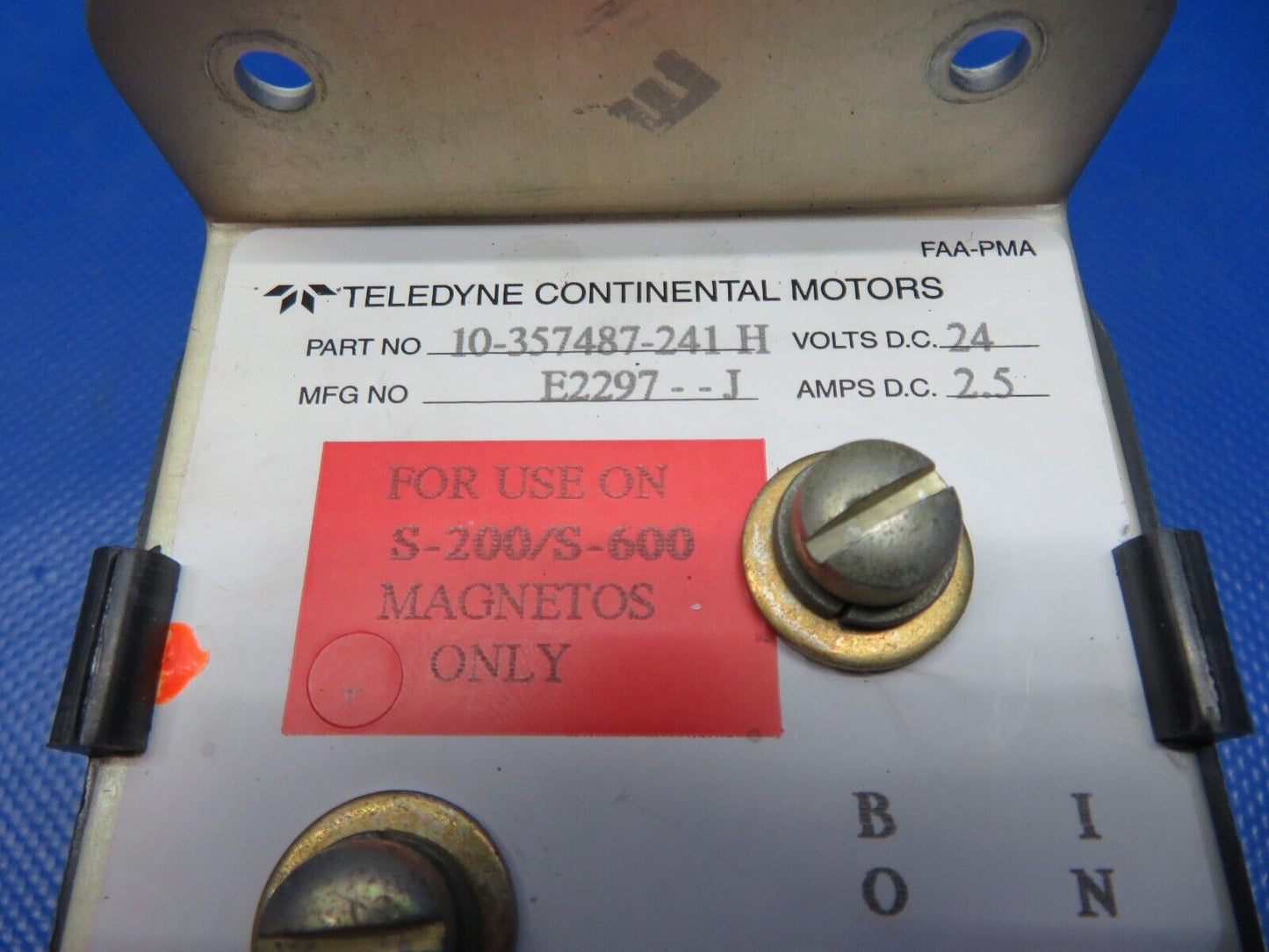 Cessna 401 / 401A Continental Starting Vibrator 10-357487-241 TESTED (0124-179)