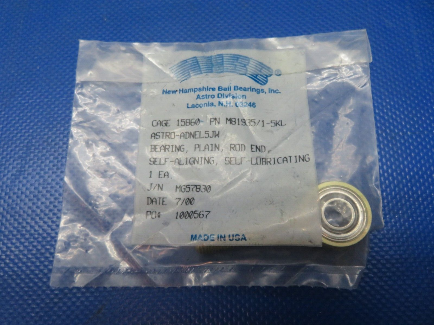 Bearing Rod End P/N M81935/1-5KL NOS (0224-261)