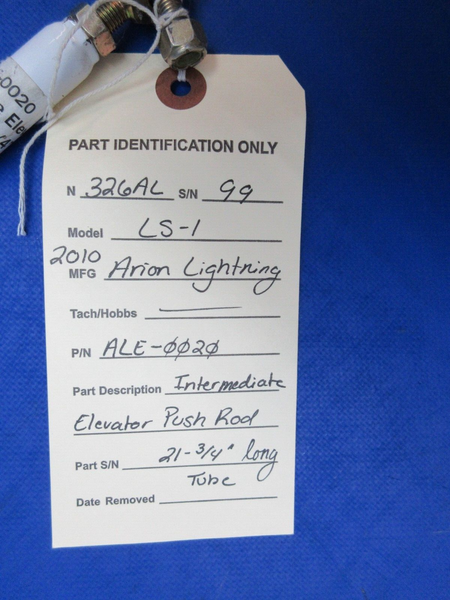 Arion Lightning LS-1 Intermediate Elevator Push Rod P/N ALE-0020 (1123-823)