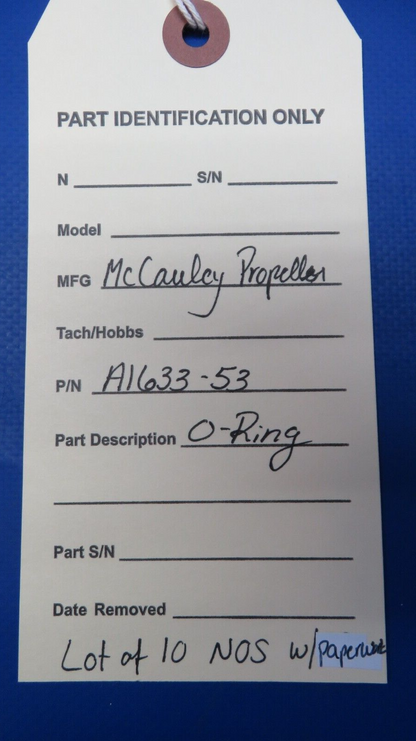 McCauley Propeller O-Ring w/ Paperwork P/N A1633-53 LOT OF 10 NOS (0523-259)