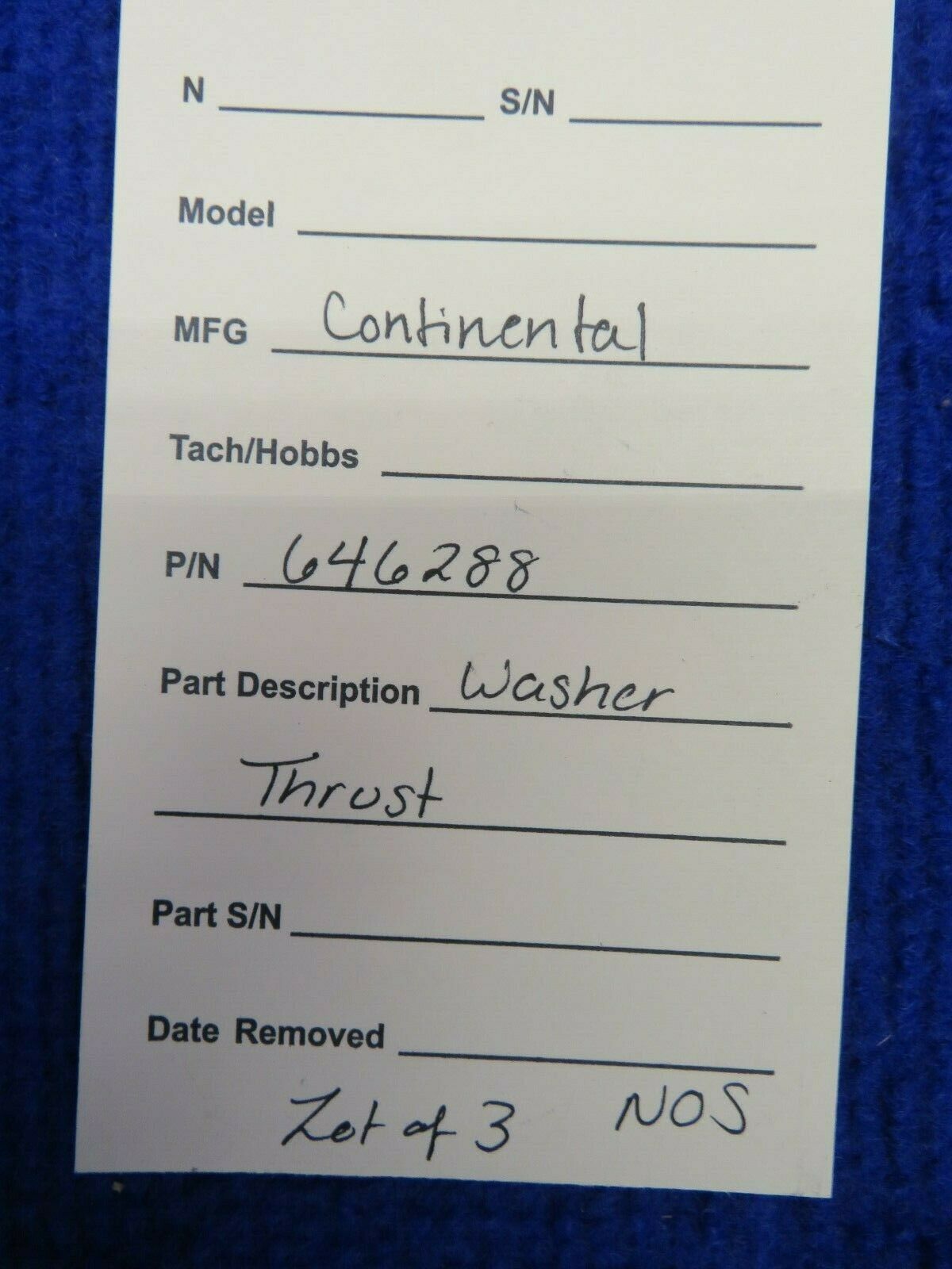 Continental Washer Thrust P/N 646288 LOT OF 3 NOS (0222-719)