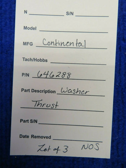 Continental Washer Thrust P/N 646288 LOT OF 3 NOS (0222-719)