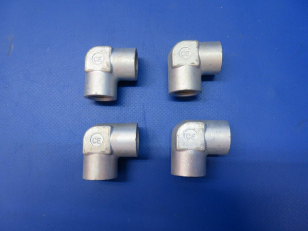 Aviation Elbow Fitting Aluminum P/N AN916-3 LOT OF 4 NOS (1222-302)