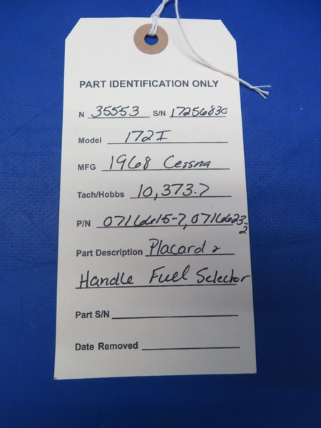 Cessna 172 / 172I Fuel Selector Placard & Handle P/N 0716615-7 (0923-652)