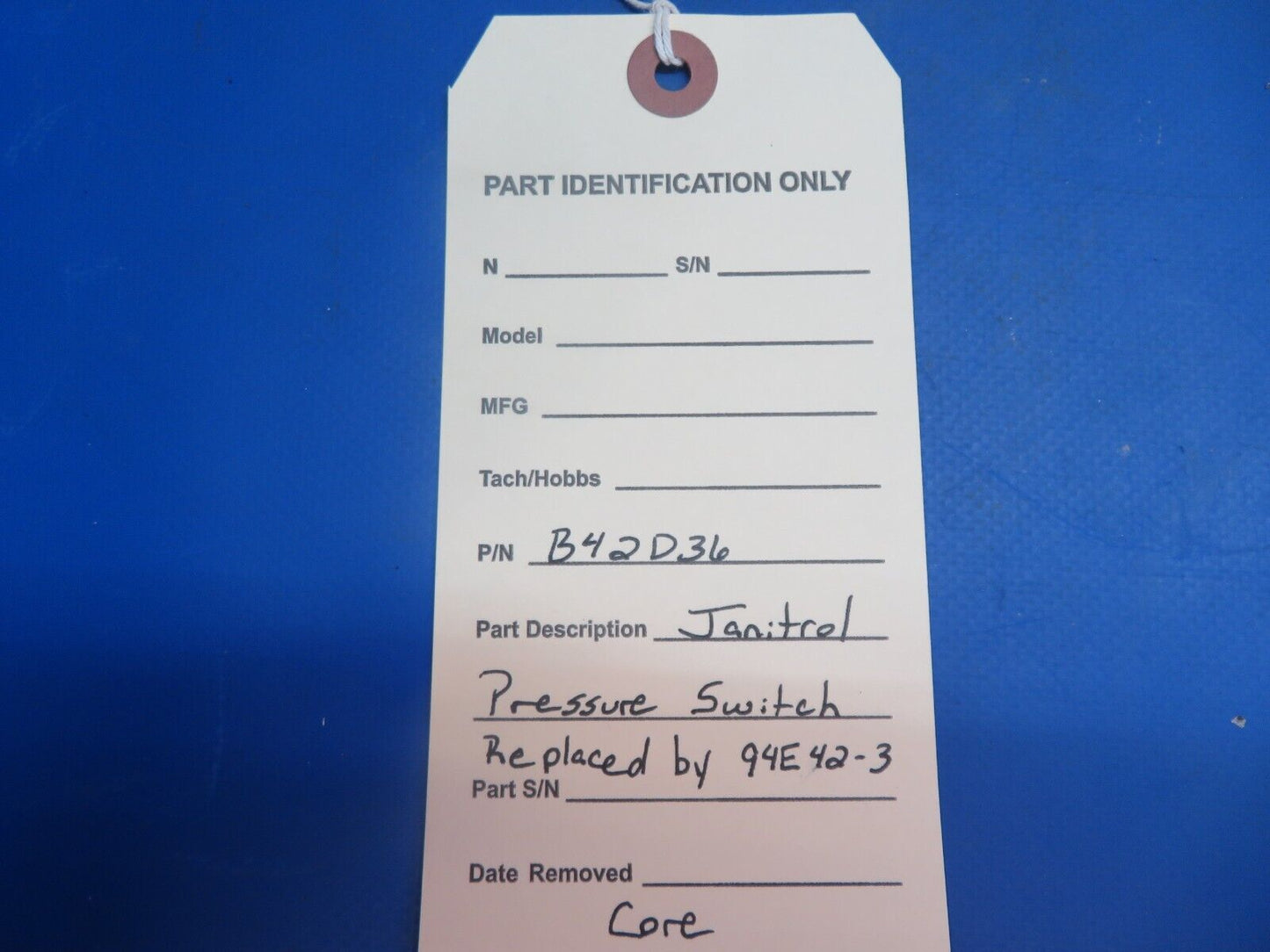 Janitrol Pressure Switch P/N B42D36 CORE (0123-538)