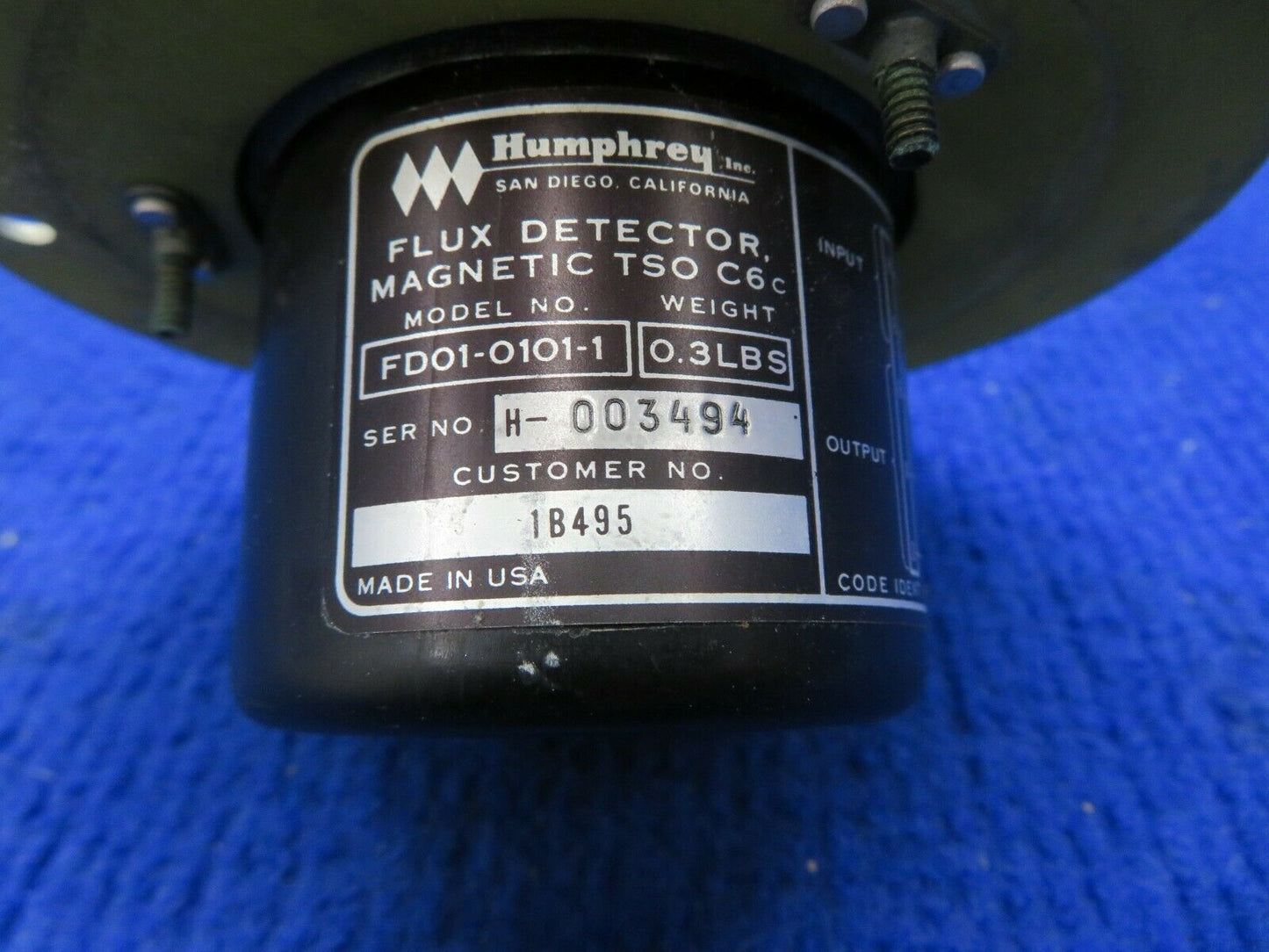 Beech 58 Baron Humphrey Magnetic Flux Detector P/N FD01-0101-1 (0322-718)