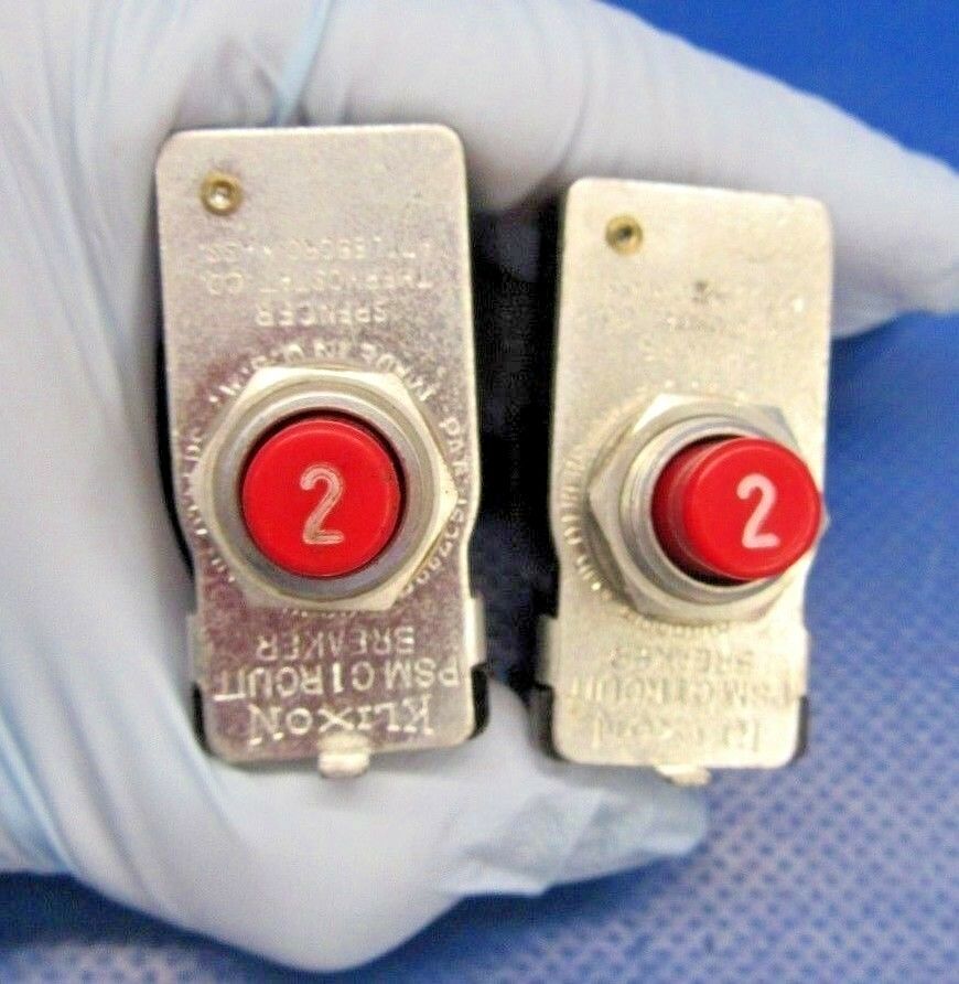 Klixon Circuit Breaker 2 Amp P6A, P7A, F8A Red Lot of 2 NOS (1218-233)