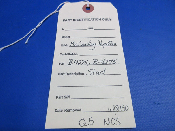 McCauley Threaded Propeller Stud w/ 8130 P/N B4275, B-4275 NOS (0523-445)