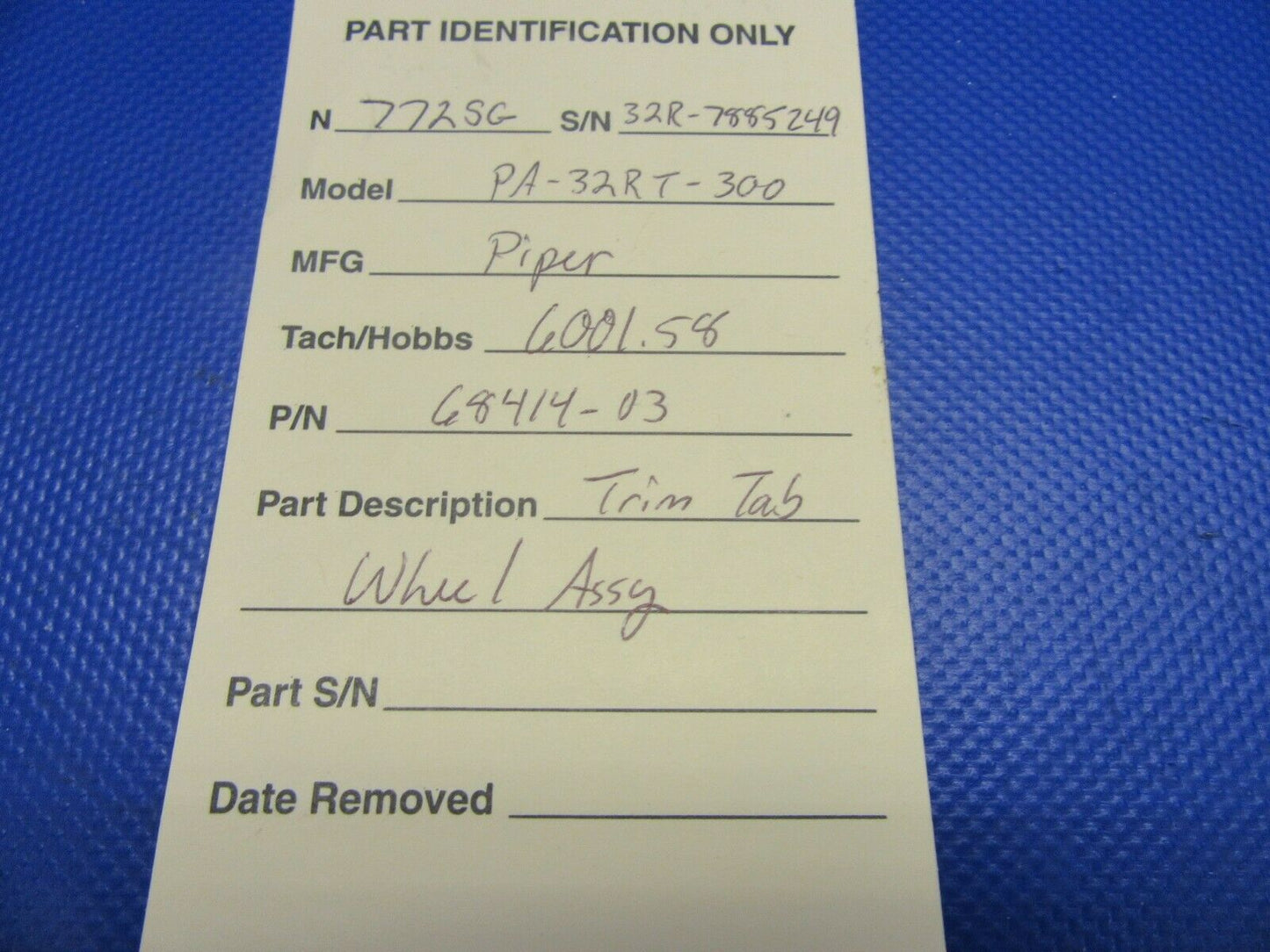 Piper PA-32RT-300 Lance Trim Tab Wheel P/N 68414-03, 68414-003 (0521-512)