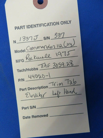 Rockwell Commander 112A Trim Tab Elevator LH 44020-1 (1020-28)