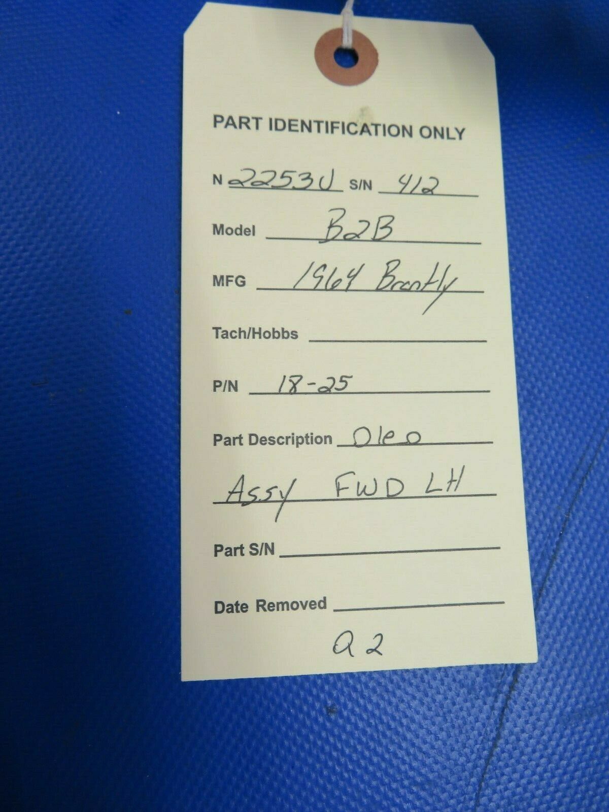 Brantly B2B Helicopter Skid Oleo Strut Assy FWD LH / RH P/N 18-25 (0921-127)