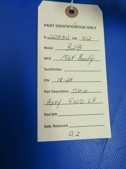 Brantly B2B Helicopter Skid Oleo Strut Assy FWD LH / RH P/N 18-25 (0921-127)