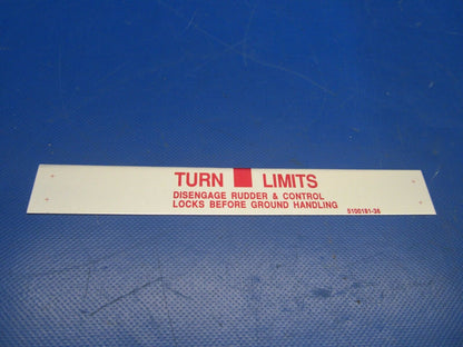 Placard Turn limits P/N 5100181-36 NOS (1218-242)