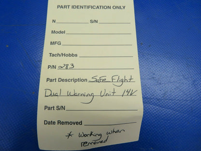 Mooney 800185 Safe Flight Dual Warning Unit 14 V P/N 283 (0720-858)