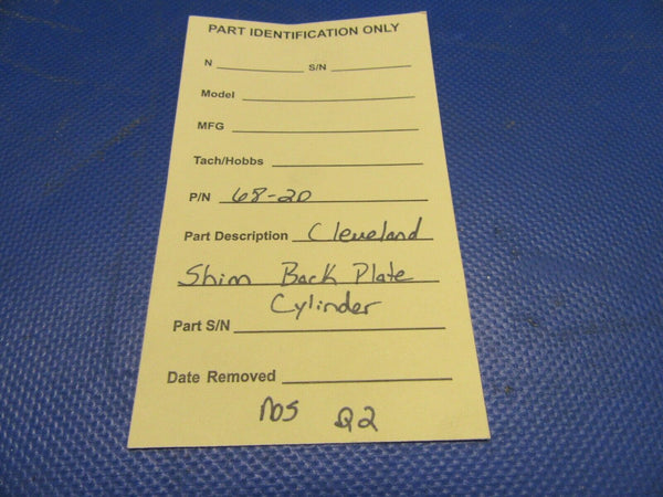 Cleveland Shim Back Plate Cylinder NOS P/N 68-20 (0821-562)