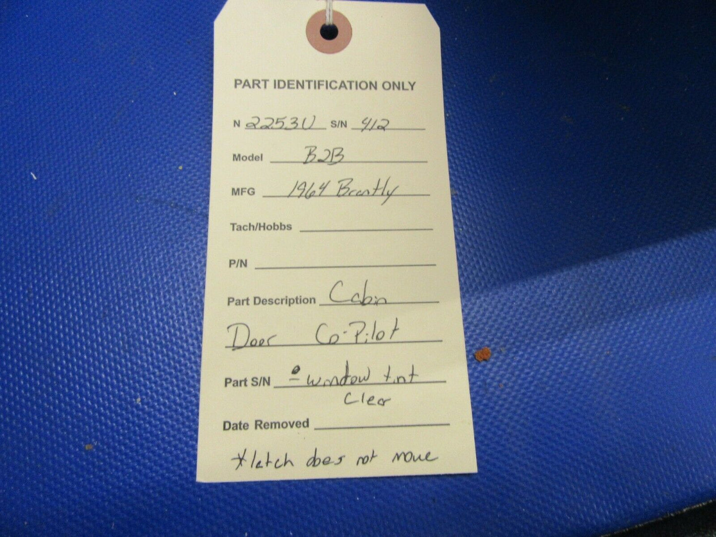 Brantly B2B Helicopter Cabin Door Co-Pilot (0921-497)