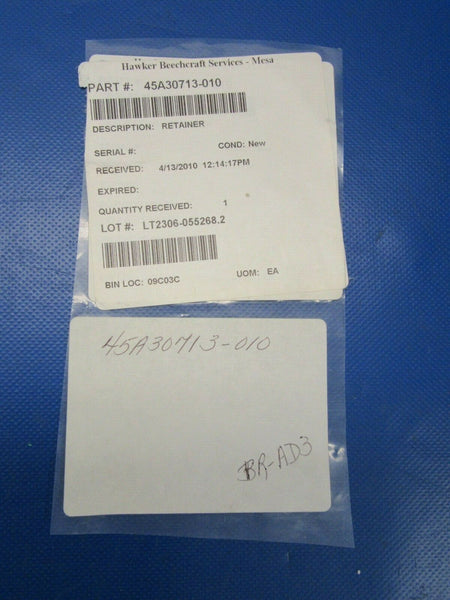 Beech 400 Retainer Side Window P/N 45A30713-010 NOS (0419-394)