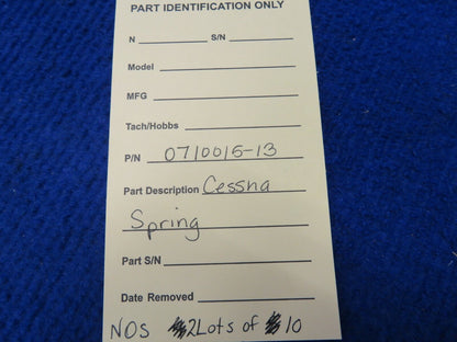 Cessna Spring P/N 0710015-13 LOT OF 10 NOS (0522-75)