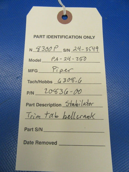 Piper PA-24-250 Comanche Stabilator Trim Tab Bellcrank P/N 20836-00 (1219-220)