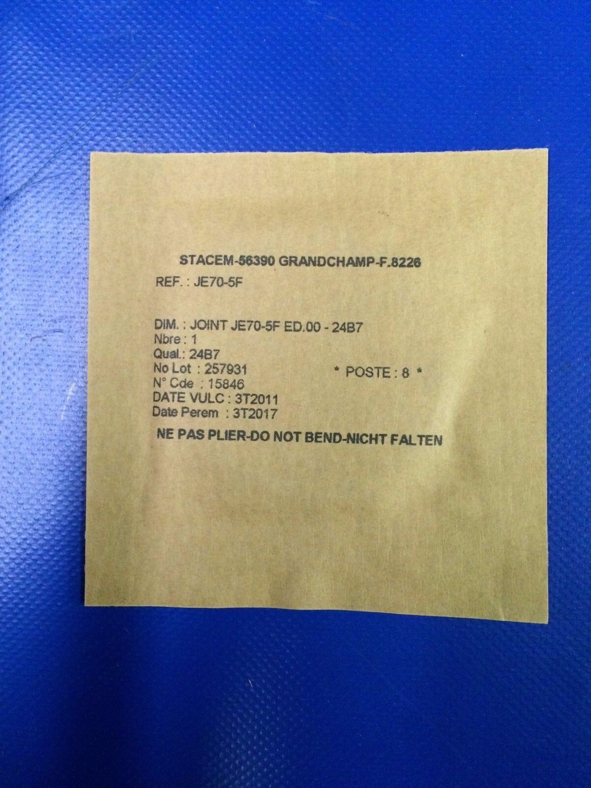 Dassault Falcon Seal / Gasket NOS - LOT OF 2 - P/N JE70-5F (1216-63)