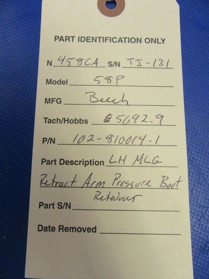 Beech Baron 58P LH Retract Rod Pressure Boot Retainer  102-810014-1 (0420-297)