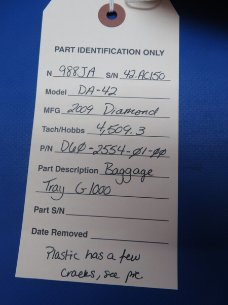 Diamond DA-42 Baggage Tray G1000 P/N D60-2554-01-00 (0623-410)