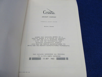 Cessna 172 Skyhawk & Powermatic Series Parts Catalog 1963-1966 (1221-333)